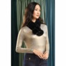 Faux-Fur Pom Neck Scarf, Black, large