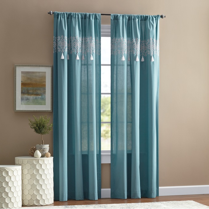 Chainstitch Embroidered and Tasseled Single Panel, , large