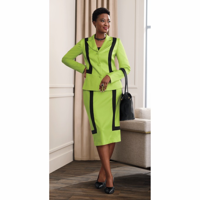 Colbie Color Block Skirt Suit, , large