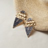 Blue Pattern Earrings, Blue Goldtone, large