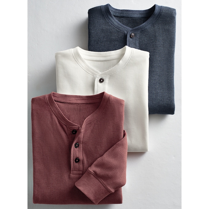 3-Pack Thermal Henleys, , large