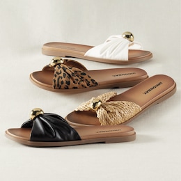 Union Bay Reza Women's Slide Sandal with Ruched Strap and Ring Accent, , large