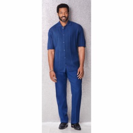 Stacy Adams Short-Sleeve Knit Shirt Pant Set, , large