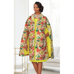 Cheri Tropical Jacquard Jacket Dress, , large