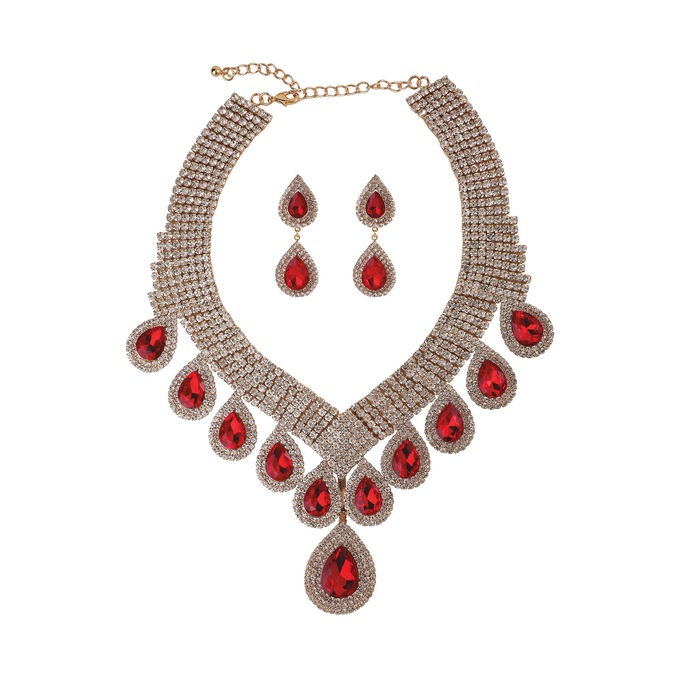 Crystal Necklace and Earring Set, , large