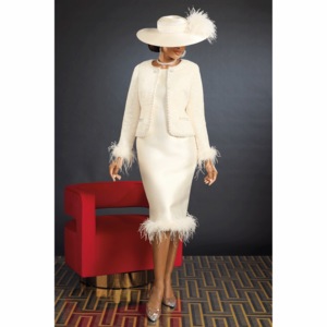Ethna Faux-Feather Trim Jacket Dress, , large