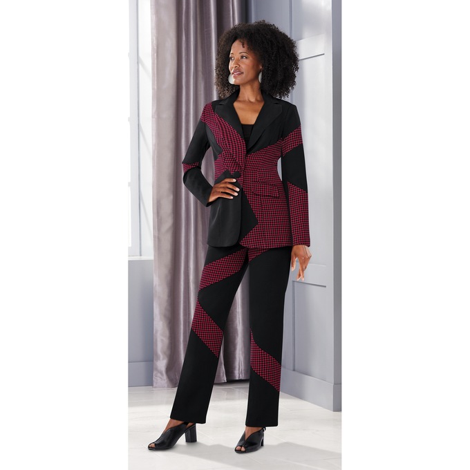 Mixed-Media Pant Suit, , large