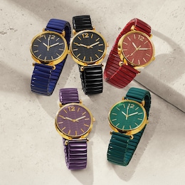 Ladies' Embellished Stretch-Band Colorful Watch, , large