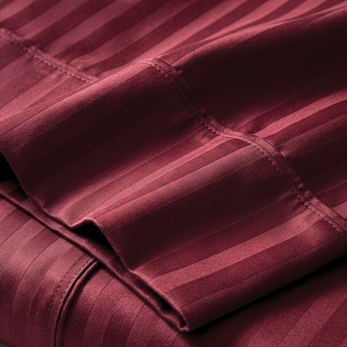 400-Thread Count Egyptian Cotton Sateen Stripe Sheet Set, , large