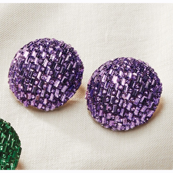 Pave Crystal Dome Earrings, , large