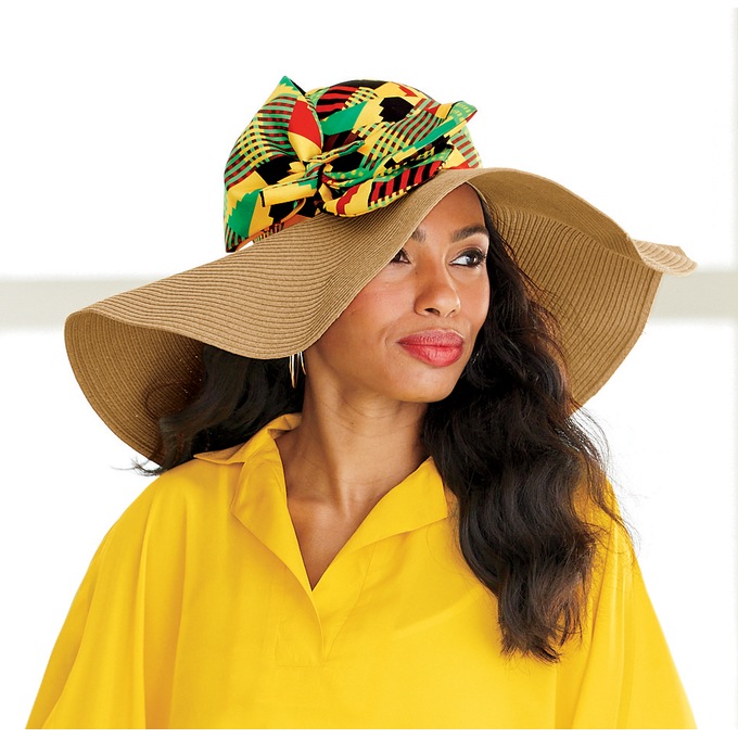 Afrocentric Straw Hat, , large