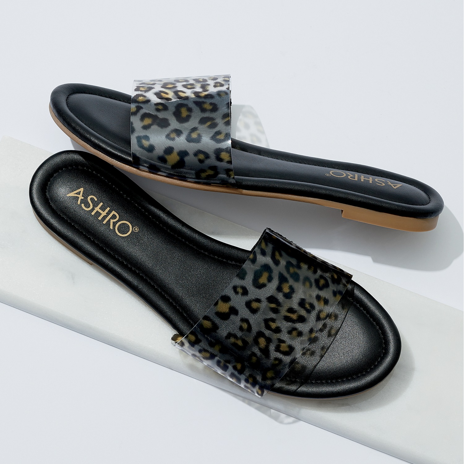 eda leopard leather sliders