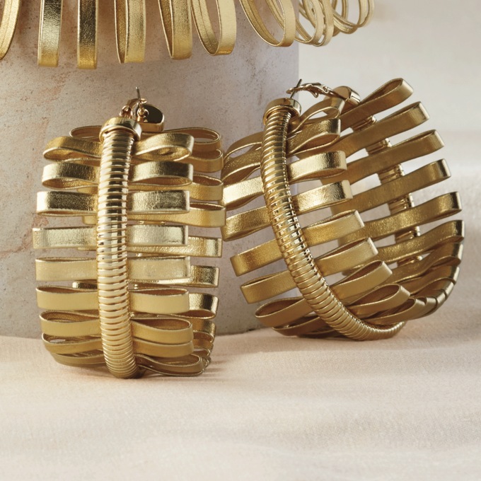 Metallic Faux-Leather Loop Jewelry, , large