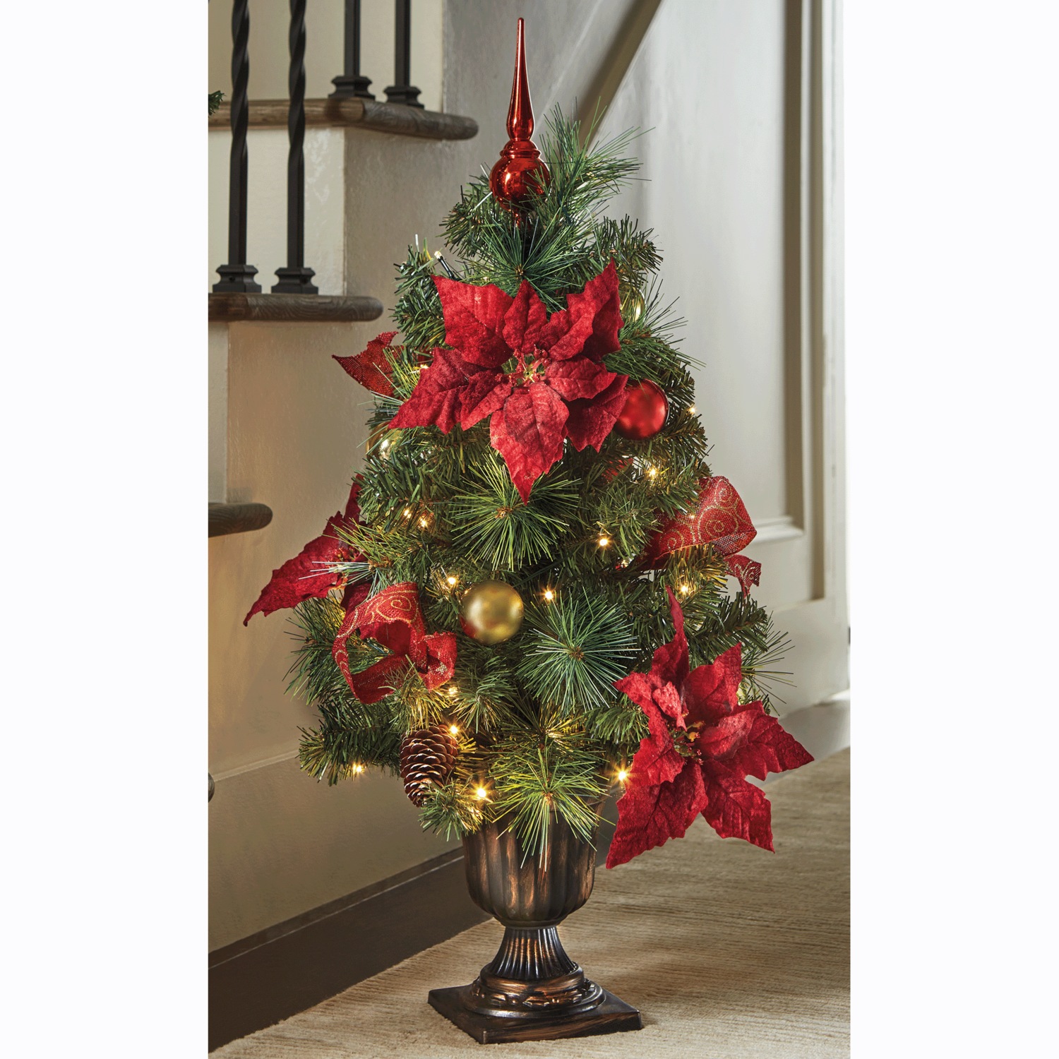 Lit Poinsettia Christmas Tree ASHRO