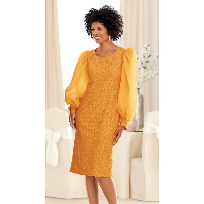 Textured Organza Sheath Dress, , large