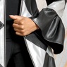 Colorblocked Faux-Leather Maxi Dress, , large