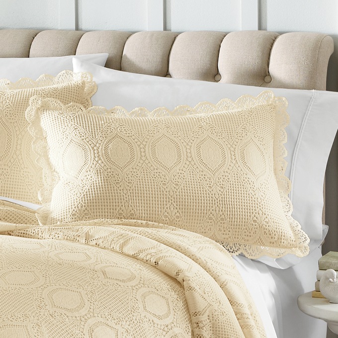 Lace Overlay Sham, , large