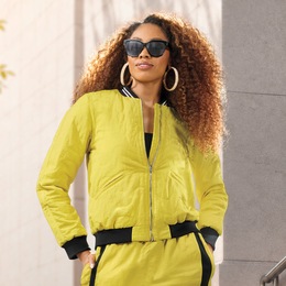Jessie Active Bomber Jacket for Women with Dual Quilting and Ribbed Trim, , large