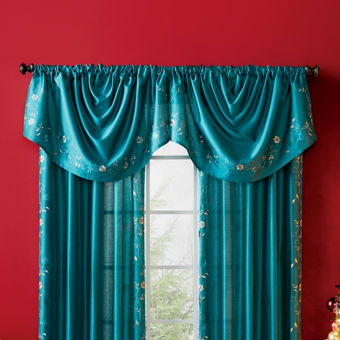 Embroidered Taffeta Draped Ascot, , large