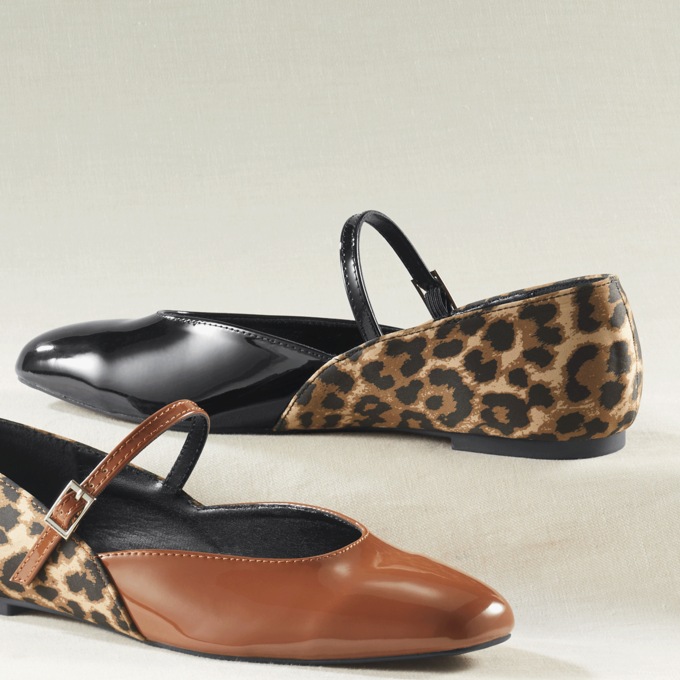 Classique Patent and Leopard Skimmer with Memory Foam Footbed, , large