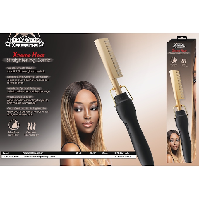 Xtreme Heat Straightening Hot Comb with Ceramic Technology, Black, large