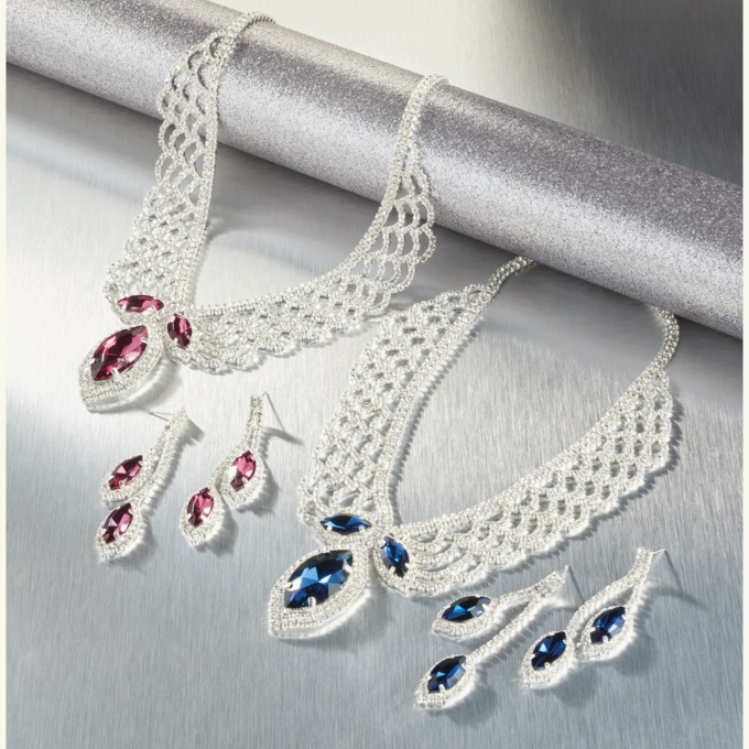 Crystal Marquise Necklace & Earring Set, Blue, large