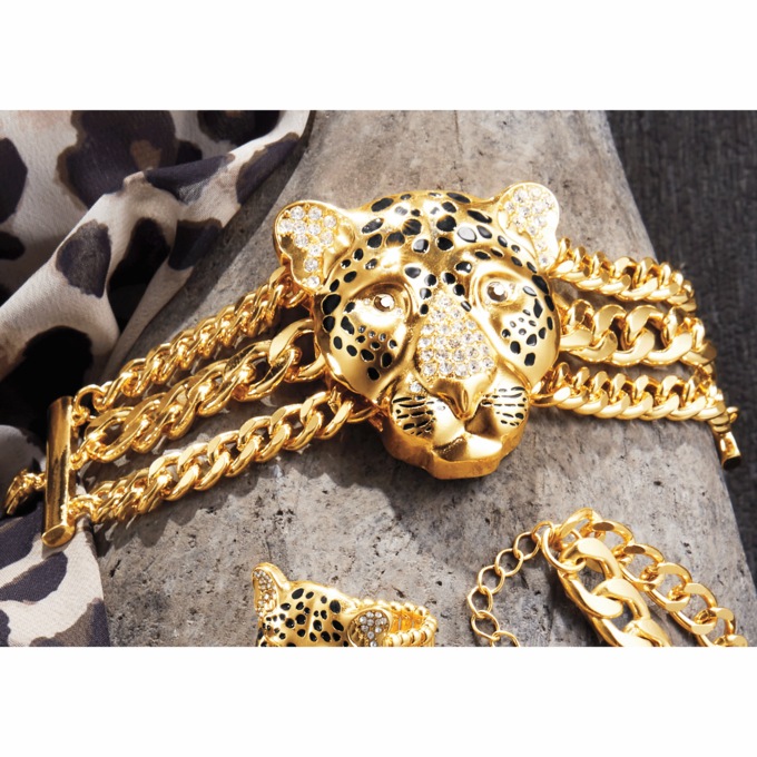 Leopard Goldtone Bracelet, , large