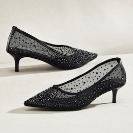 Rhinestone Mesh Pump, , large