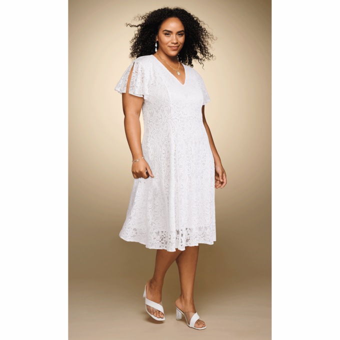 Sallie Fit + Flare Lace Dress, , large