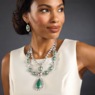 Green Faux-Pearl/Crystal Necklace & Earring Set, , large