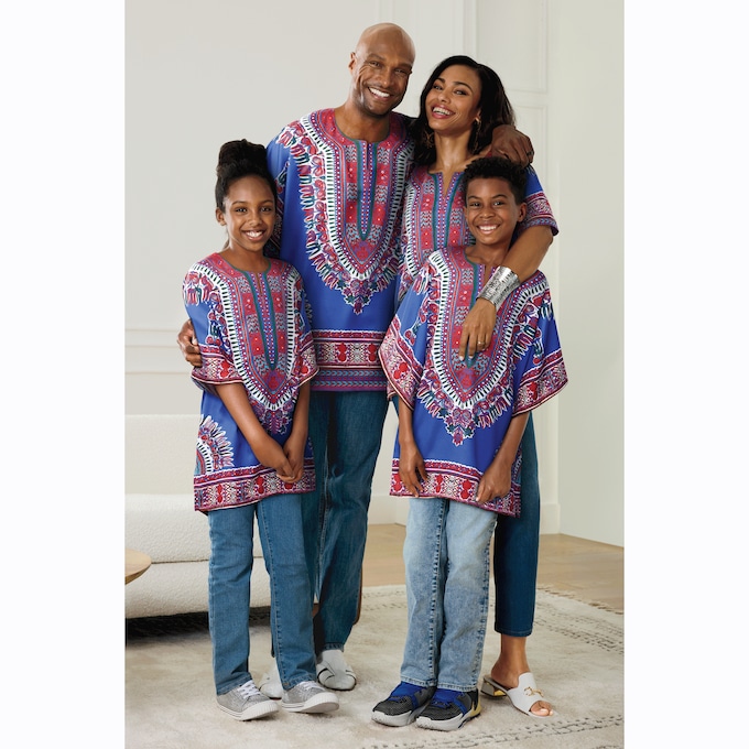 Family Cultural-Print Dashiki Tunic in Unisex Sizes, , large