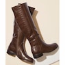 Croco-Print Embossed Faux-Leather Boot for Women with 1.5" Heel, Brown, large