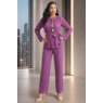 Faelyn Pleated Pant Outfit for Women with Flowy Long-Sleeve Top and Belt, , large