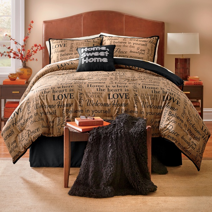 Home Sweet Home Comforter Set, Accent Pillow and Window Treatments, , large