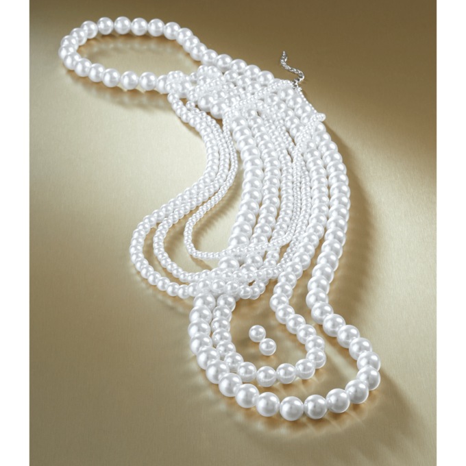 Set of 5 Faux-Pearl Strands & Earrings, , large