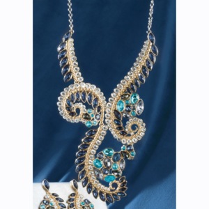 Crystal Blues Swirl Necklace, , large