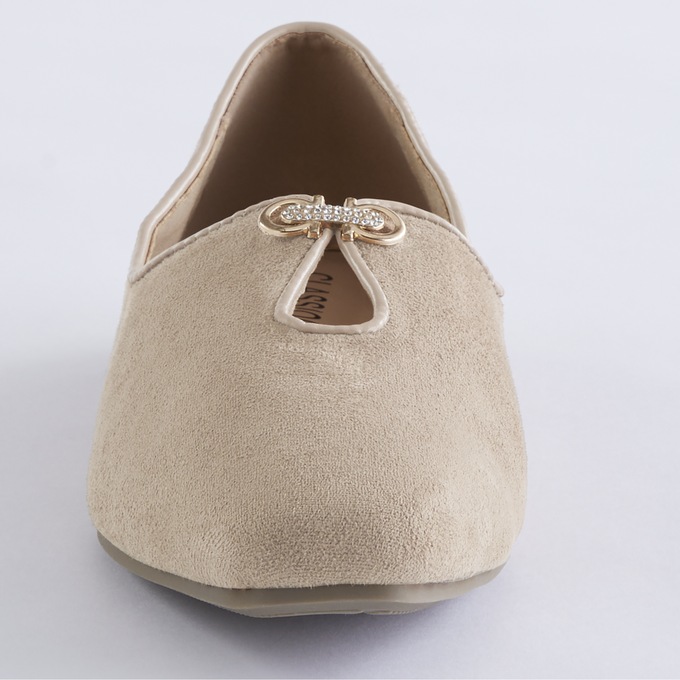 The Classique Keyhole Faux-Suede Flat for Women with Rhinestone Accent, , large