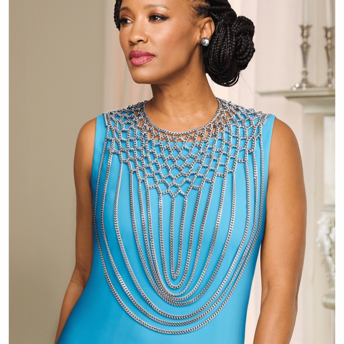 Lattice Bib Chain Necklace & Earring Set, , large