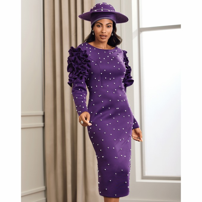 Teyonah Rose-Sleeve Sheath Dress, Purple, large