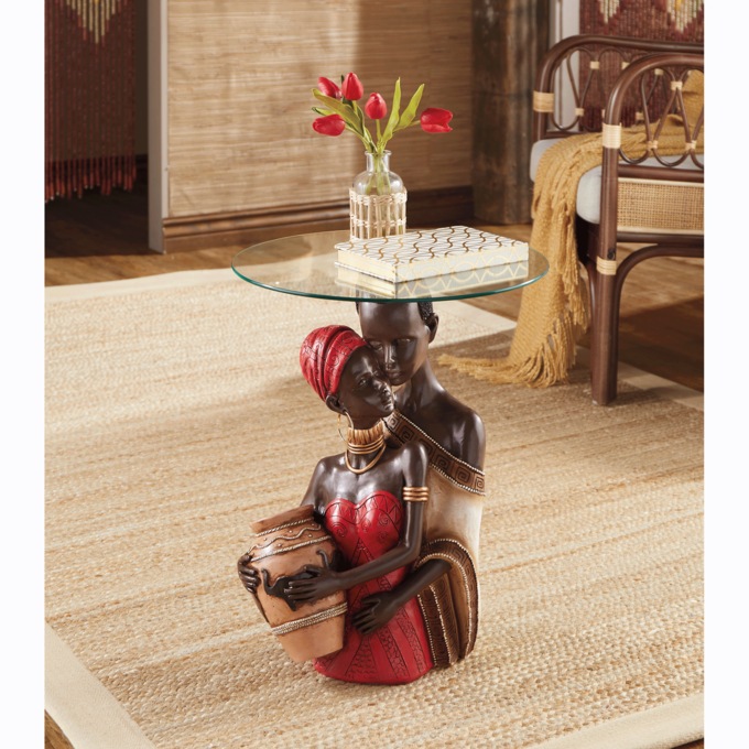 African Couple Accent Table, , large