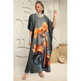 Kiki Long Graphic Print Caftan for Women, , large