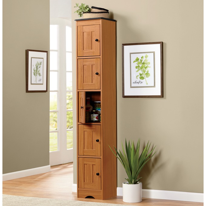 Katie Tall Cabinet with 5 Doors, Black Oak, large