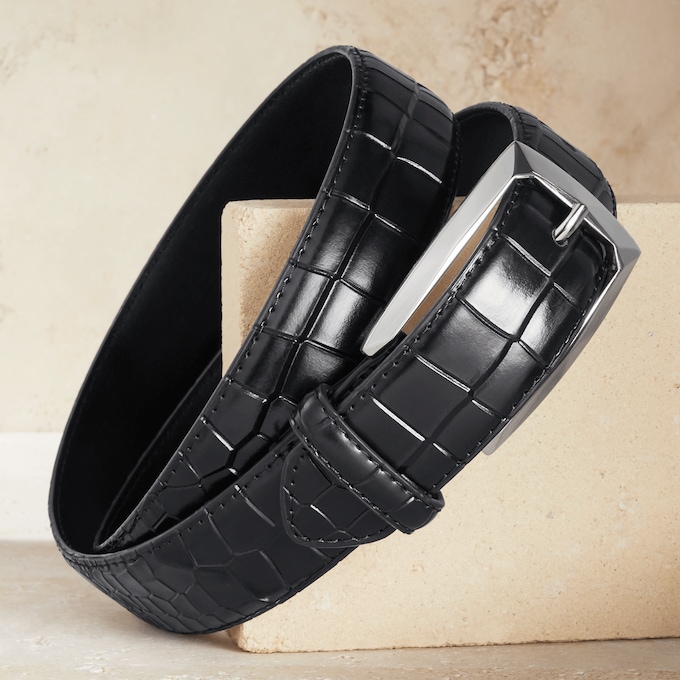 Stacy Adams Croco Leather Belt, , large