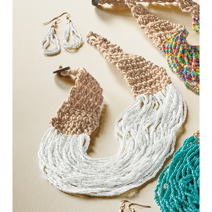 Seed Bead Necklace and Earring Set, , large