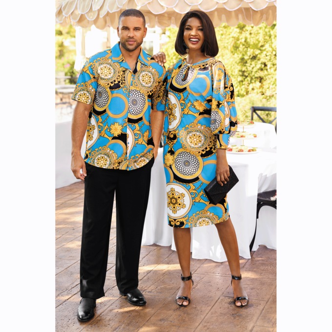 Vella Dress and Valen Status-Print Pant Set, , large