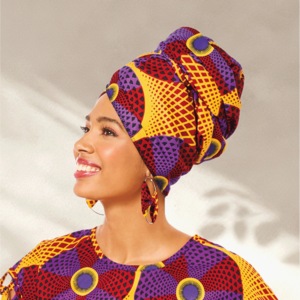 Ima Headwrap 4-Piece Set with Earrings, Purse and Pouch, Multi, large