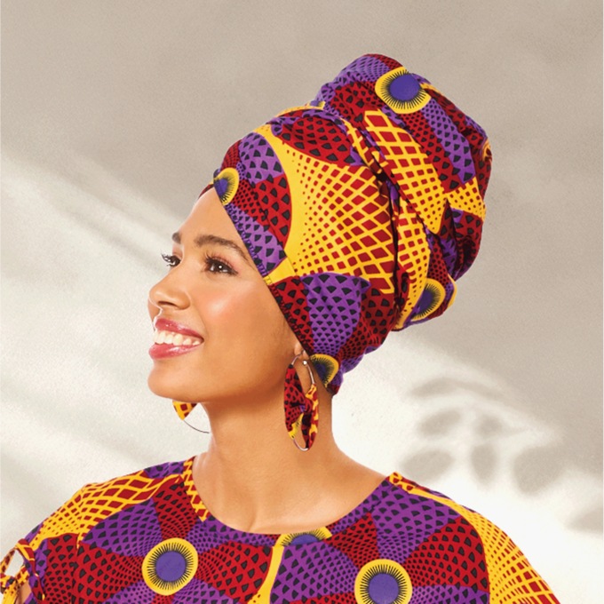 Ima Headwrap 4-Piece Set with Earrings, Purse and Pouch, Multi, large