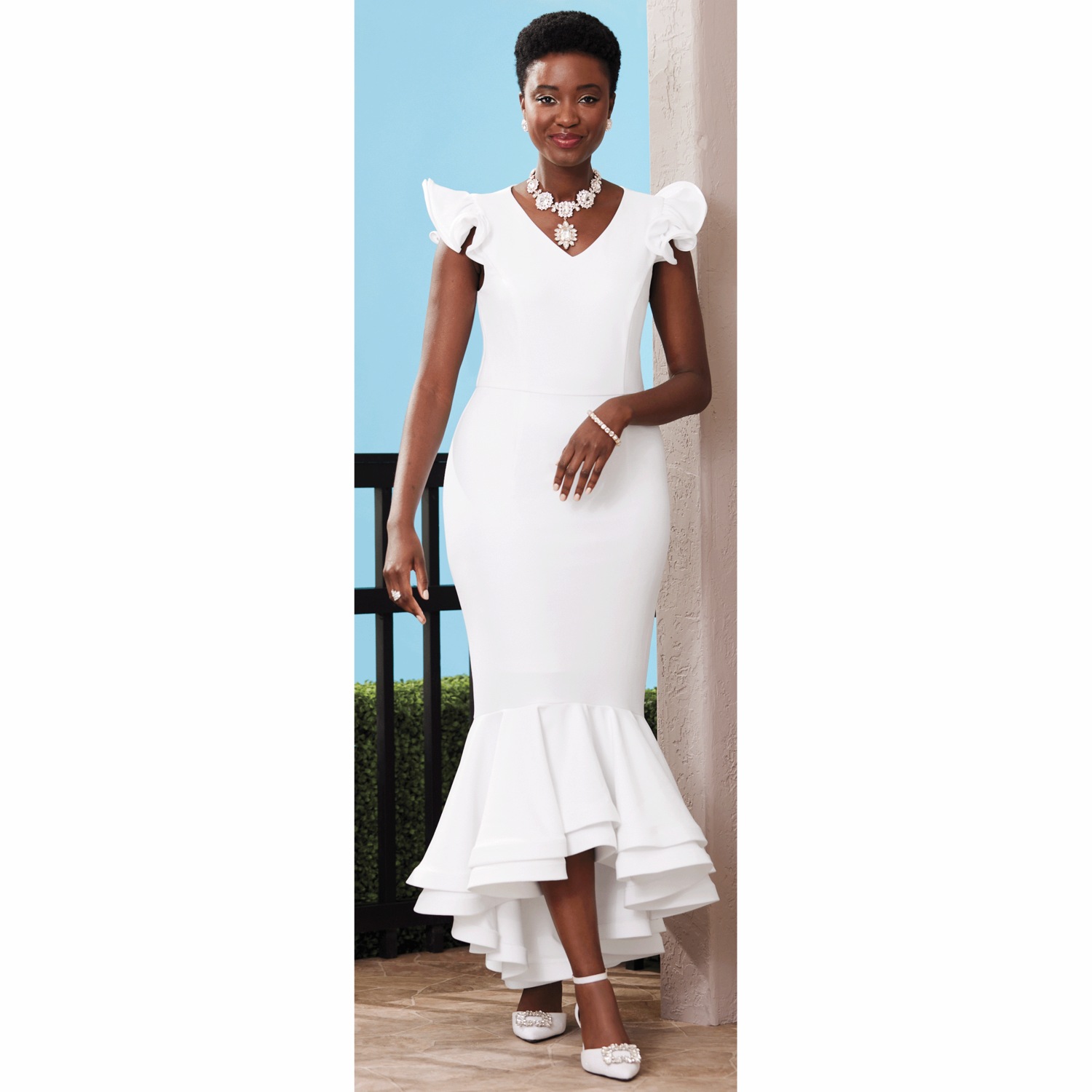 open lace back dress Structured Peplum Detail Long Sleeve Dress  John Paul Ataker