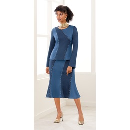 Etta Denim-Patch Skirt Set, , large