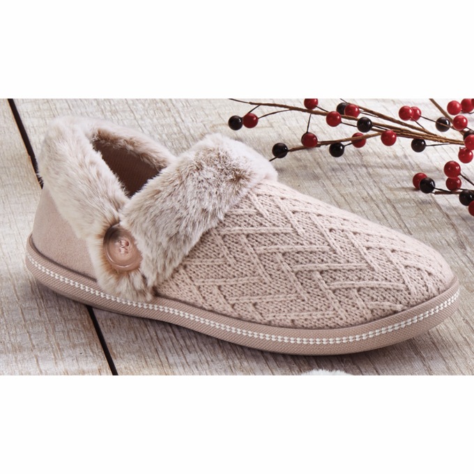 Skechers sweater knit faux fur slippers online